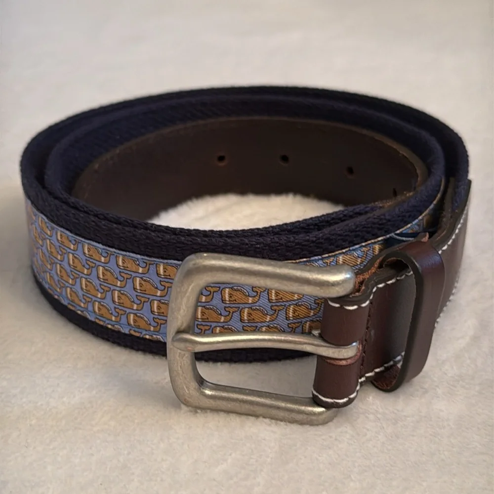{VV} Vineyard Vines | Football Micro Whale Print Canvas Club Belt (36) - Picture 16 of 16